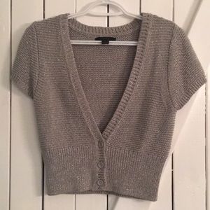 Express Silver Sparkle Shrug, Size Medium
